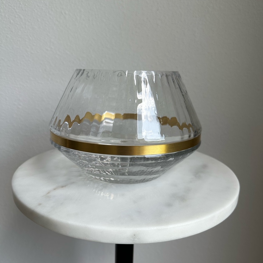 Threshold Luxe Fluted Glass Brass Gold Vase Hurricane discontinued rare